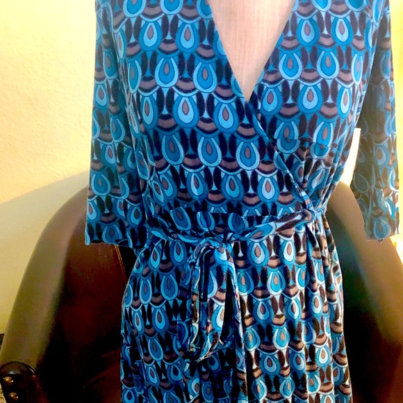 Banana Republic Navy Blue Jersey Knit Stretch Gemma Belted Wrap Dress M - Picture 1 of 4